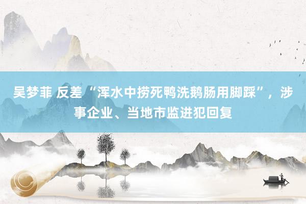 吴梦菲 反差 “浑水中捞死鸭洗鹅肠用脚踩”，涉事企业、当地市监进犯回复