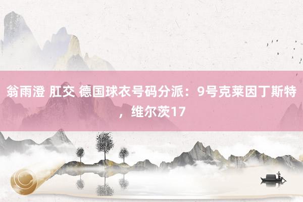翁雨澄 肛交 德国球衣号码分派:9号克莱因丁斯特,维尔茨17