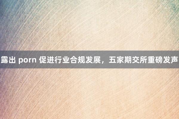 露出 porn 促进行业合规发展，五家期交所重磅发声