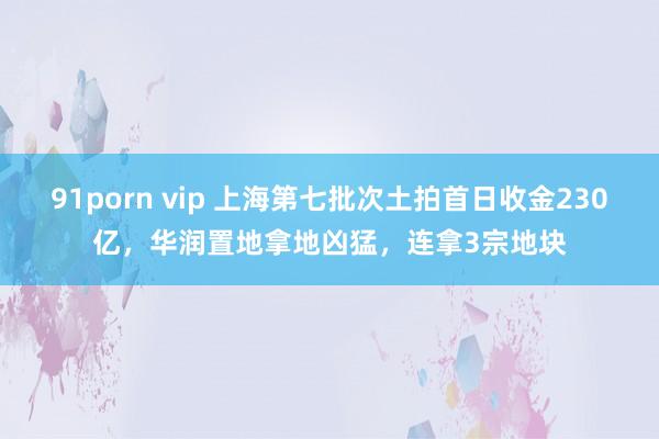 91porn vip 上海第七批次土拍首日收金230亿，华润置地拿地凶猛，连拿3宗地块