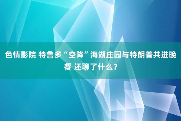色情影院 特鲁多“空降”海湖庄园与特朗普共进晚餐 还聊了什么？