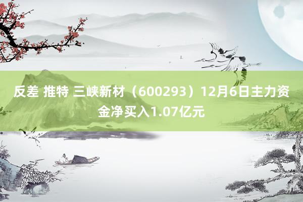 反差 推特 三峡新材（600293）12月6日主力资金净买入1.07亿元