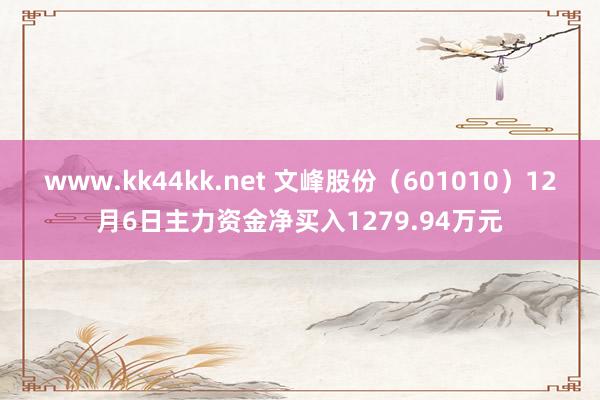 www.kk44kk.net 文峰股份（601010）12月6日主力资金净买入1279.94万元
