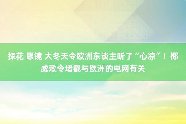 探花 眼镜 大冬天令欧洲东谈主听了“心凉”！挪威敕令堵截与欧洲的电网有关