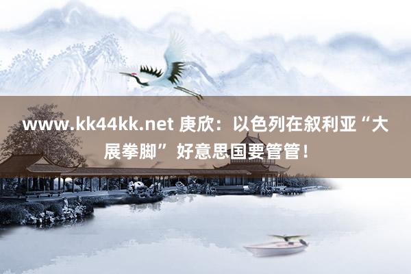 www.kk44kk.net 庚欣：以色列在叙利亚“大展拳脚” 好意思国要管管！