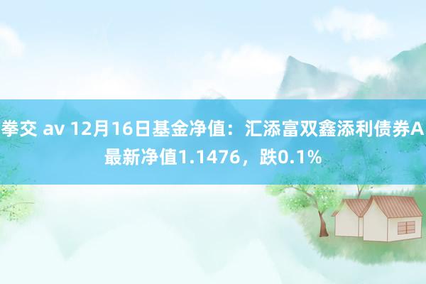 拳交 av 12月16日基金净值：汇添富双鑫添利债券A最新净值1.1476，跌0.1%