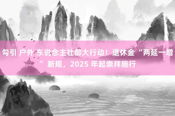 勾引 户外 东说念主社部大行动！退休金 “两延一增” 新规，2025 年起崇拜施行