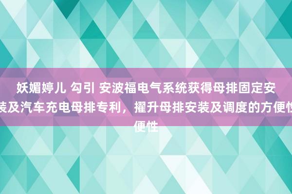 妖媚婷儿 勾引 安波福电气系统获得母排固定安装及汽车充电母排专利，擢升母排安装及调度的方便性