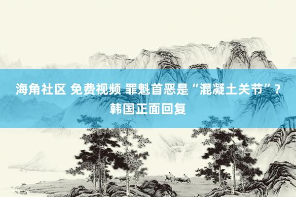 海角社区 免费视频 罪魁首恶是“混凝土关节”？韩国正面回复