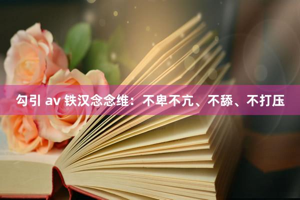 勾引 av 铁汉念念维：不卑不亢、不舔、不打压