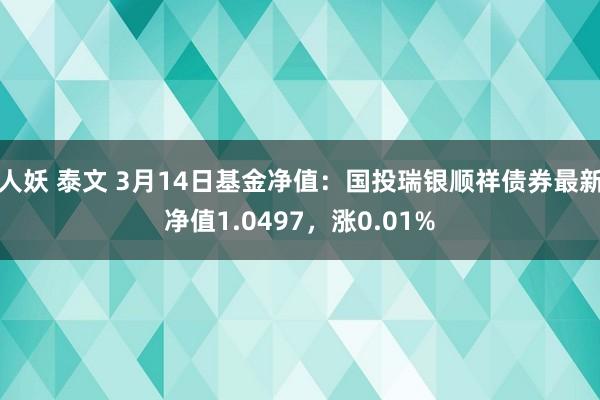人妖 泰文 3月14日基金净值：国投瑞银顺祥债券最新净值1.0497，涨0.01%