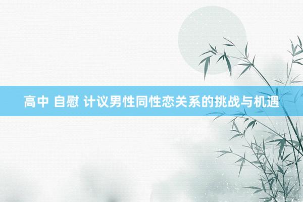 高中 自慰 计议男性同性恋关系的挑战与机遇