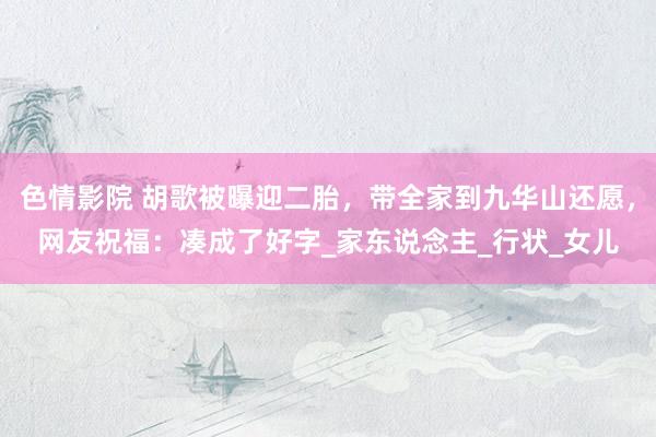 色情影院 胡歌被曝迎二胎，带全家到九华山还愿，网友祝福：凑成了好字_家东说念主_行状_女儿
