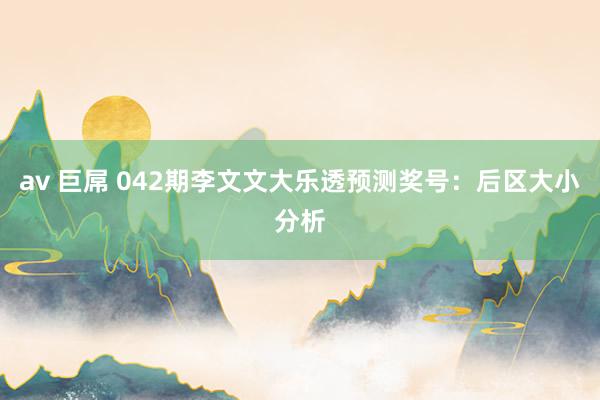 av 巨屌 042期李文文大乐透预测奖号：后区大小分析